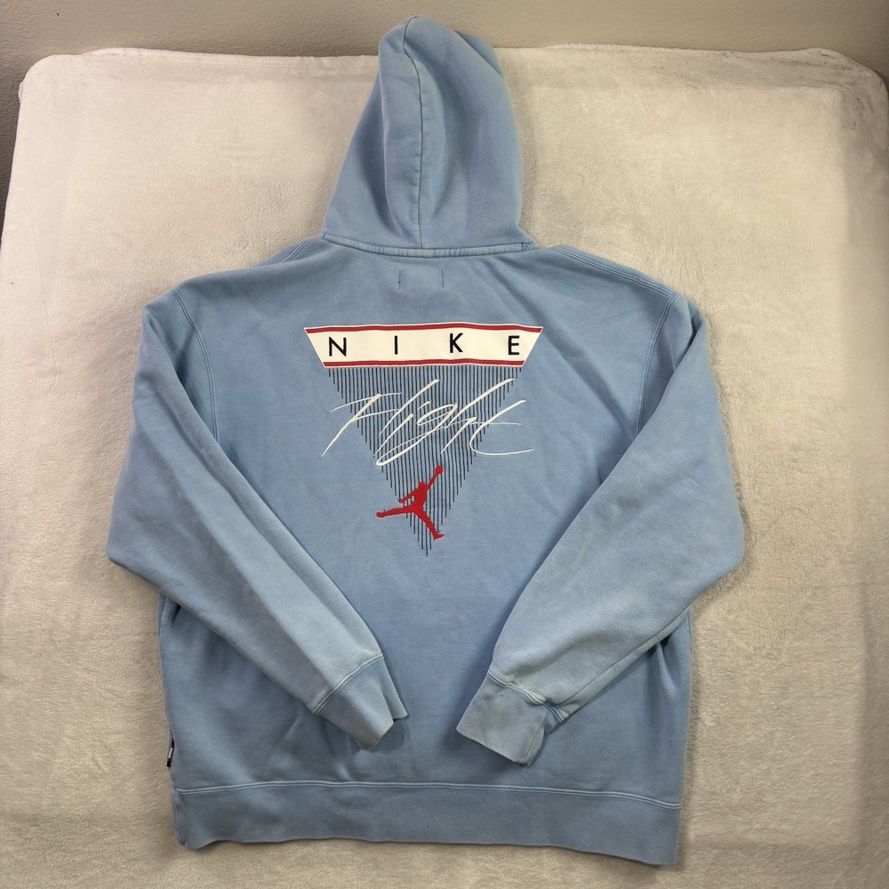 Jordan Nike Flight Standard Fit Carolina Blue Pullover Fleece Hoodie Men's XXL